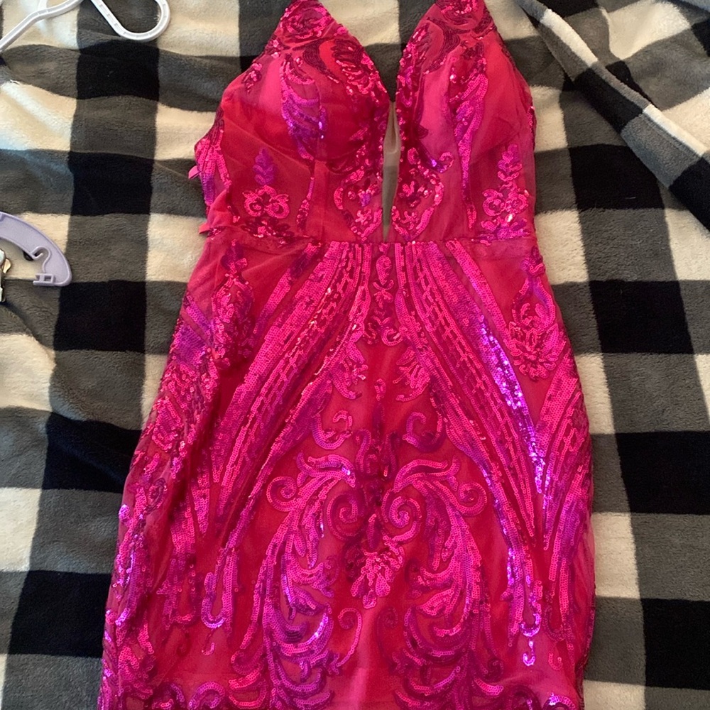 Pink halter neck homecoming dress